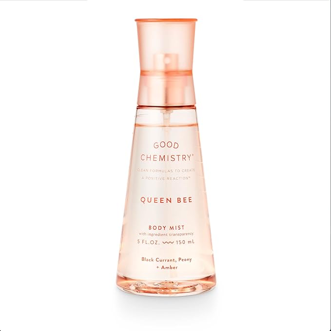 Good Chemistry Queen Bee Body Mist 5 fl oz - Light, Fruity, Floral Spray with Black Currant, Peony, & Amber - Bold, Clean & Vegan