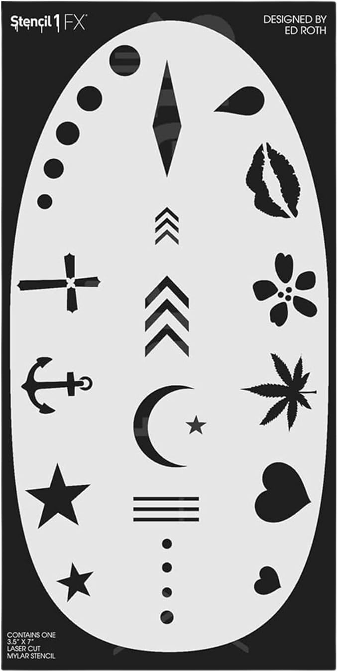 Stencil1FX - Tattoo Marks Makeup Stencil - for Costumes, Dress Up, Halloween, Cosplay, Face Painting, Raves, Festivals, Parades, Parties
