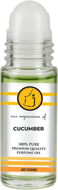 Just Essence Cucumber Roll On Fregrance Perfume Oil for Perfume Making, Personal Body Oil, Soap, Lotion, Candle Making & Incense | Premium Quality Undiluted & Alcohol Free | 1 Fl Oz