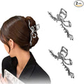 Irregular Sliver Geometry Hair Claw Clips, Elegant Bow Design Barrettes, Large Non-Slip Hair Catch Ornaments and Accessories for Women Bride