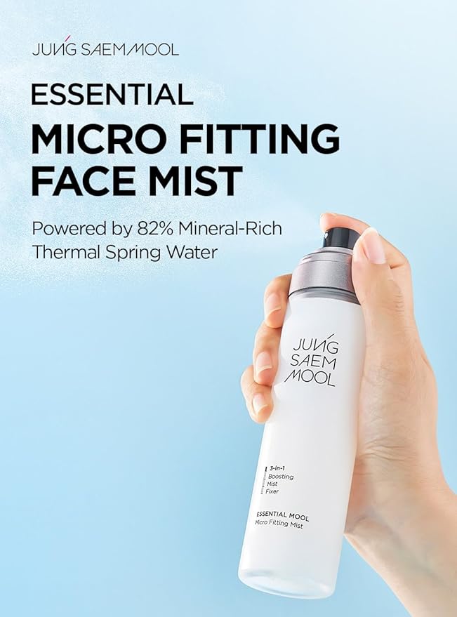 JUNG SAEM MOOL Essential Mool Micro Fitting Mist | Micro-Fine Setting Spray for Makeup & Hydrating Primer for Face with Thermal Spring Water, Long-Lasting Fix & Dewy Finish, Korean Makeup (1.86 Fl Oz)