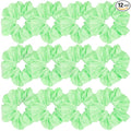 Sufermoe 12 Pcs Satin Silk Hair Scrunchies, Bright Green (4.5 Inch) - Hair Ties, Hair Bands, Hair Accessories for Women and Girls