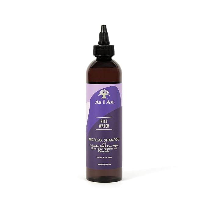 As I Am Rice Water Shampoo 8 oz - with Forbidden Black Rice, Saw Palmetto, Biotin - Gentle Cleanser - Moisturizing - Vegan & Cruelty Free - Sulfate Free - Paraben Free - For All Hair Types
