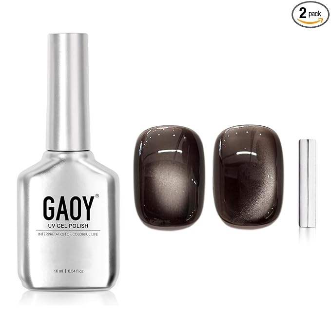 GAOY Jelly Black Cat Eye Gel Nail Polish, 16ml Glitter Holographic Nail Polish with Magnet, Reflective Translucent UV Gel, 3089 Stormy Glow