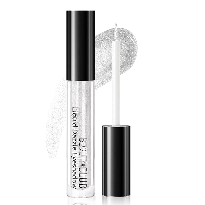 Liquid Glitter Eyeshadow Eyeliner, High Pigment Metallic Shimmer Eyeshadow Liner, Quick Drying Sparkle Eye Shadow, Lightweight Long-Lasting Shiny Eyes Liner Highlighter Makeup, 01# Bling Silver