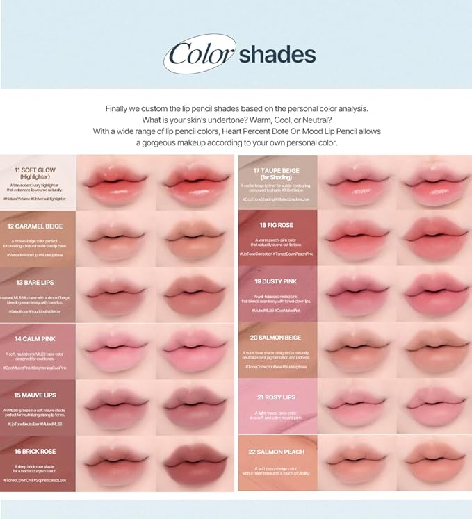 Heart Percent Dote On Mood Lip Liner Pencil, Long-Lasting Creamy Lip Crayon Smooth Lipliner Retractable Lipstick Overlip Line Color 0.8g, #18. Fig Rose