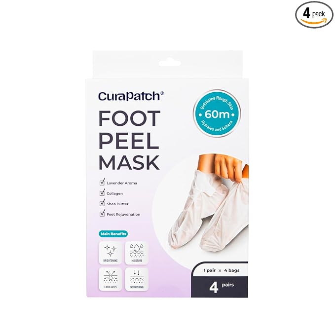 Lavender Foot Peel Mask, 4 Pairs, 60 Minute Treatment, Exfoliating and Hydrating