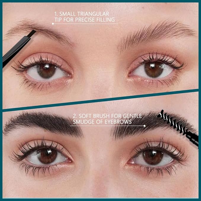 FeiCuiYun 5 Pcs Eyebrow Pencils for Women, Waterproof Professional Makeup Micro Brow Pencil, Black Brow Kit with Eyebrow Brush, Ultra-Fine Mechanical Pencil, Vegan&Cruelty-Free (C01#Black)