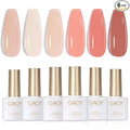 GAOY Milky Pink Jelly Nude Gel Nail Polish Set, 6 Transparent Colors Sheer White Soak Off UV Light Cure Gel Polish Kit for Salon and Nail Art DIY at Home