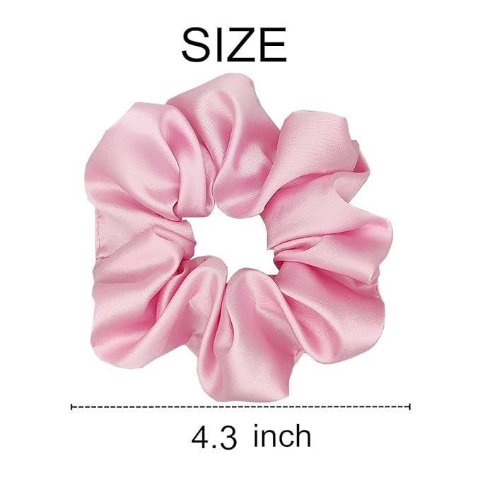 12 Pcs Satin Silk Scrunchies, Soft Hair Ties, Fashion Hair Bands, Bow Ropes, Elastic Ponytail Holders, Hair Accessories for Women and Girls (4.3 Inch, Pink)
