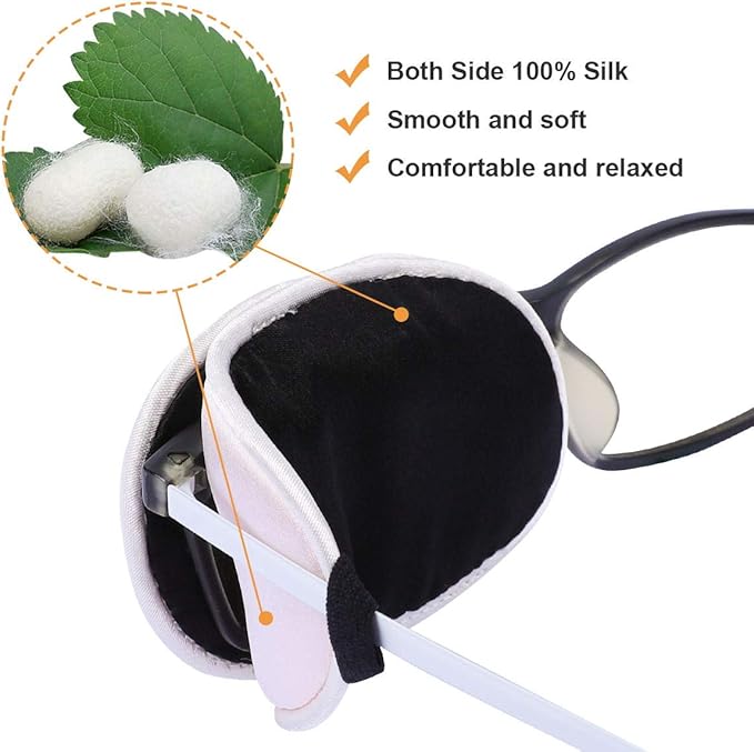 eZAKKA Eye Patches for Adults, Eye Patch for Glasses, Silk Eye Patch Medical for Lazy Eye Patches for Women Amblyopia Strabismus and After Surgery (Light Pink+Light Green)