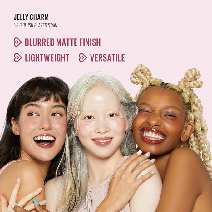 Kaja Lip & Blush Glazed Keychain Stain - Jelly Charm 01 Cherry Spritz | with Triple Berry Complex, Lemon Fruit Extract &Olive Squalane, Hydrating, Long Lasting Tint