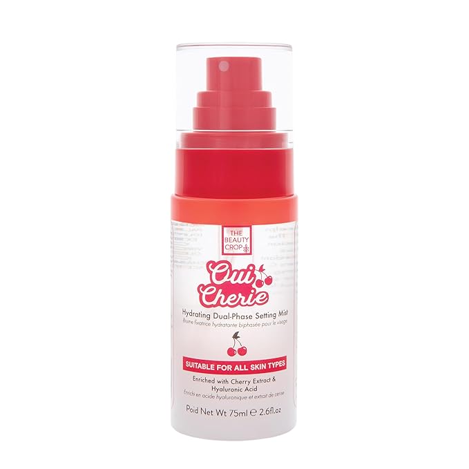 The Beauty Crop Oui Cherie Mist - Hydrating Dual-Phase Setting Spray with Cherry Extract and Hyaluronic Acid, Vegan Friendly - 75 ml