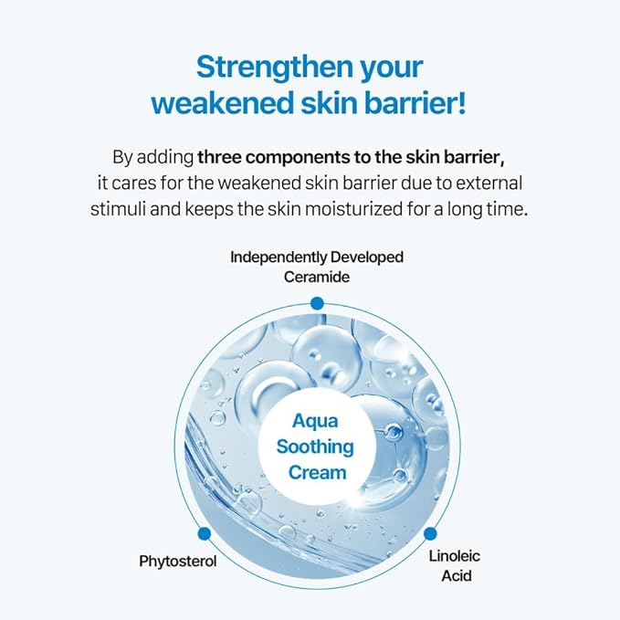 Real Barrier Aqua Soothing Cream 1.7 Fl.Oz. 50ml Hyaluronic Acid Facial Cream| Redness Relief Face Cream for Sensitive Skin | Face Moisturizer for Dry Skin| Calming Chamomile Extract| Korean Skincare