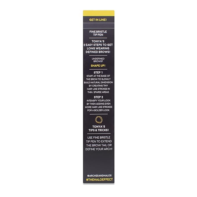 Arches and Halos Fine Bristle Tip Pen - Eyebrow Pencils for Women - Vegan Brow Pencil - Smudge-Proof, Buildable Formula - Charcoal - 0.02 oz