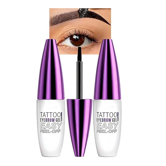 Gray Brown Eyebrow Gel 2 Pack Tatoo Eyebrow Gel Peel Off Waterproof Smudgeproof Long Lasting Tinted Eyebrow Gel (03# Gray Brown)