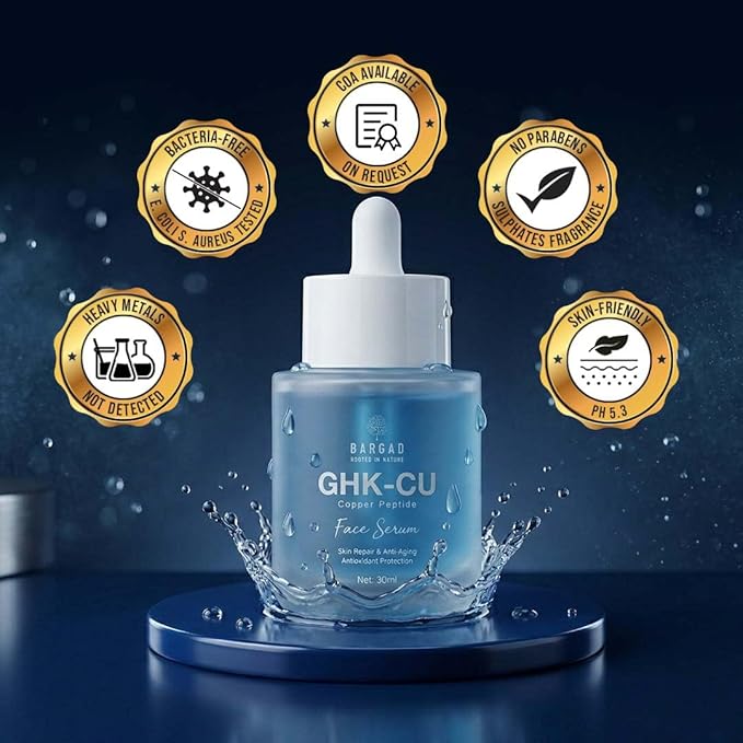 Bargad 5% GHK-Cu Copper Peptide Face Serum – Anti-Aging Firming Serum for Fine Lines & Skin Renewal – With 2% Niacinamide, Hyaluronic Acid, Alpha Arbutin & Centella Asiatica – All Skin Types – 30ml