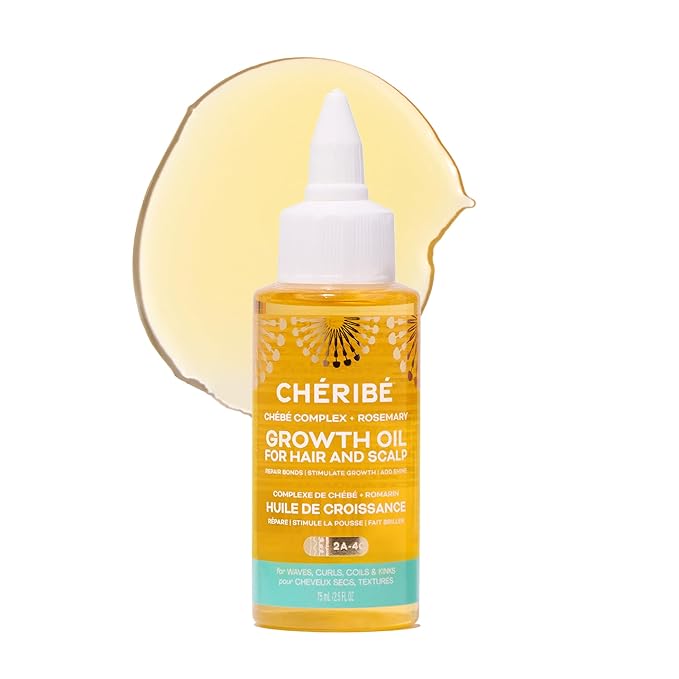 Chéribé Hair Growth Oil & Scalp - 100% Chebe Complex + Rosemary & Annatto to Nourish Roots, Soothe Dry Scalp, Boost Growth, Repair - Hair Oils for Textures 2A-4C - Porosities, Sulfate Free - 2.5 fl oz