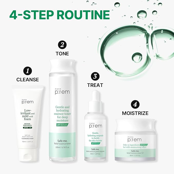 Make P:REM Safe Me. Relief Essence Toner, Quick and Deep Hydrating Face Toner, All Skin Types, 24-Hour Moisturizing, EVE Vegan, Korean Skin Care (13.52 fl oz, 400ml)