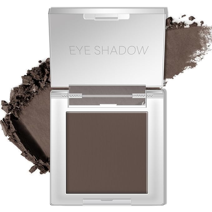 HOSAILY Dark Brown Single Matte Nude Eyeshadow, Velvet Neutral Eye Shadow for Older Women Pressed Powder Primer Base Makeup, High Pigmented LongLasting Eye Shadow Palette Makeup, sombras para ojos 04