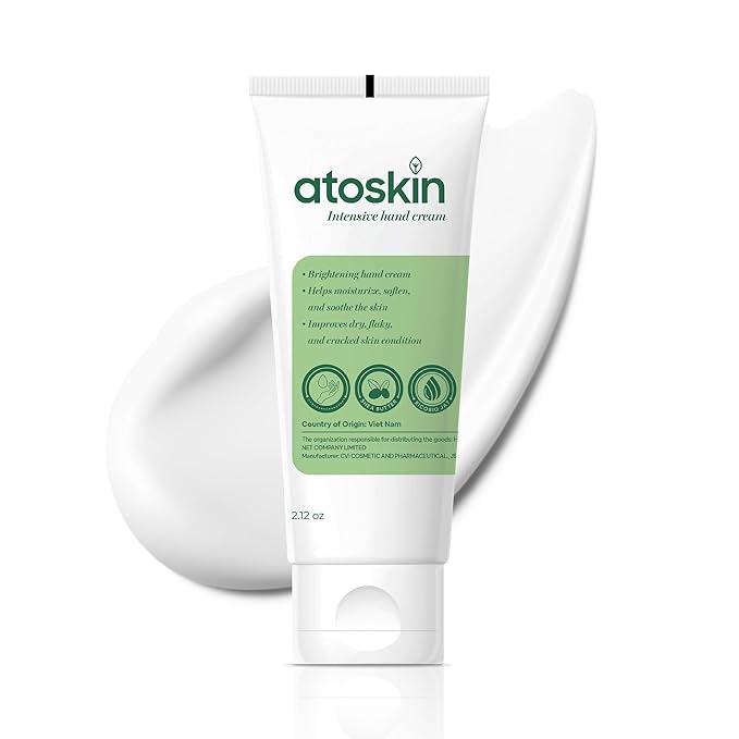 Atoskin Intensive Hand Cream (2 Pack) – Deep Moisturizing & Brightening for Dry, Cracked, Aging Hands – Non-Corticoid Formula (4.24oz) (2 Box + Gift)