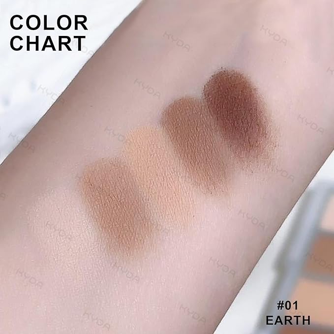 KYDA 5 Colors Netural Nude Eyeshadow Palette with Brush, Matte Brown Eyeshadow, All Matte Eyes Palette, High Pigment Eye Makeup Gift for Women, Korean Eyes Makeup, EARTH