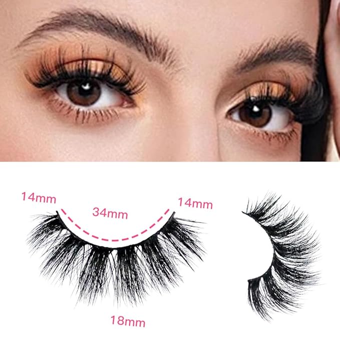 Azenlo False Eyelashes 48 Pairs Faux Mink Lashes 14mm Wispy Lashes 3D Fluffy Cat Eye Lashes Pack Bulk Wholesale Strip Lashes(style 48-034)