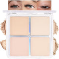 4 Colors Nude Eyeshadow Palette, Light Beige Pink Ivory White Quads, Matte & Shimmer Soft Blendable Eye Shadow, Natural Everyday Makeup for Mature Skin, Vegan, Sombras de Ojos