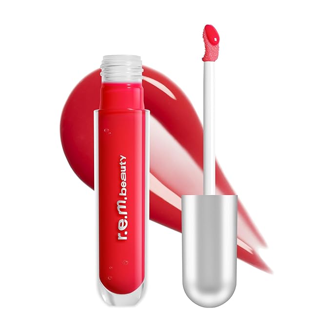 r.e.m. beauty by ariana grande | Essential Drip Glossy Balm in Shirley | High Shine Nourishing Lip Balm | Hydrating Hyaluronic Acid | Smooth Glossy Finish