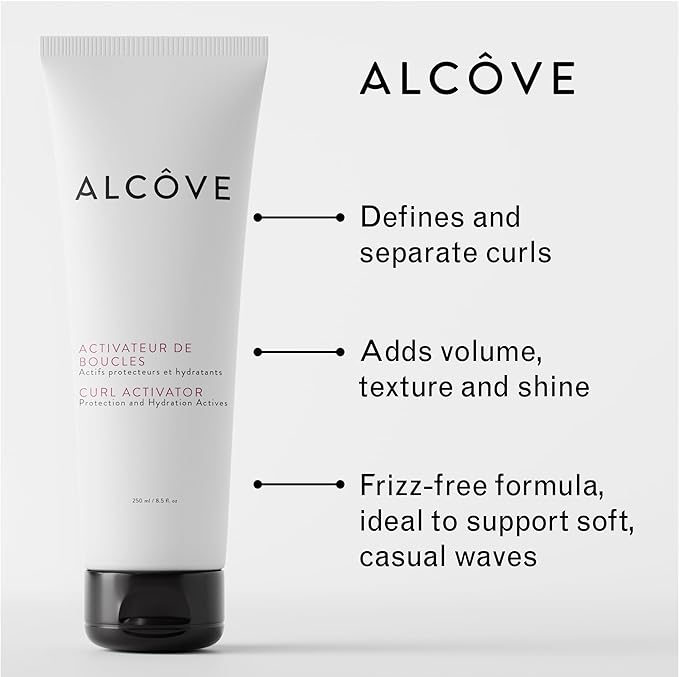 Alcôve - Curl Activator for Curly Hair - Argan Oil, Pomegranate Seed & Mango Extract - Defining Cream for Wavy Hair - Anti Frizz - Moisturizing - Effective in High Humidity - 8.5oz