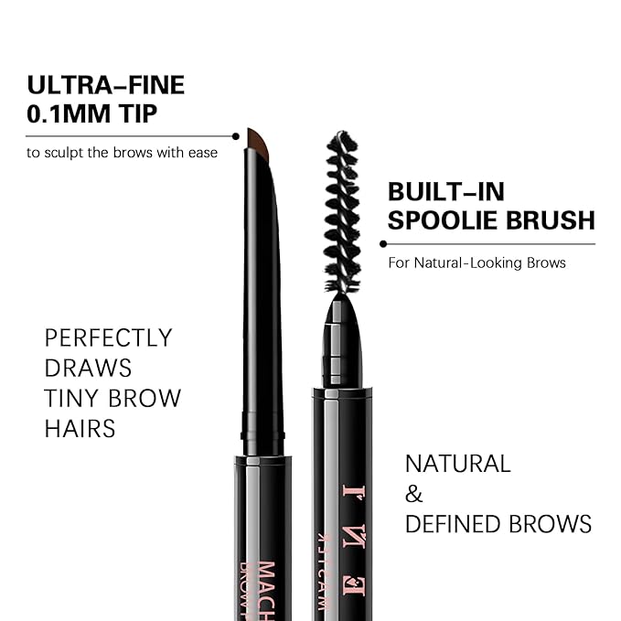 Microblading Eyebrow Pencil,Eyebrow Retractable Definer Pencil,Angled Precision Tip,0.1MM Ultra Slim Eyebrow Makeup,Long-Lasting Waterproof,Smudgeproof (05 DEEP BROWN, 2 Pack)