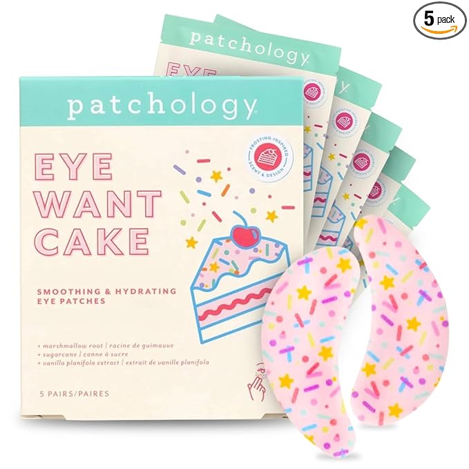Patchology Eye Want Cake Hydrating & Smoothing Eye Patches – Under Eye Masks for Puffy Eyes, Dark Circles, and Fine Lines – Birthday Cake Inspired Self-Care Essentials, 5-Pack