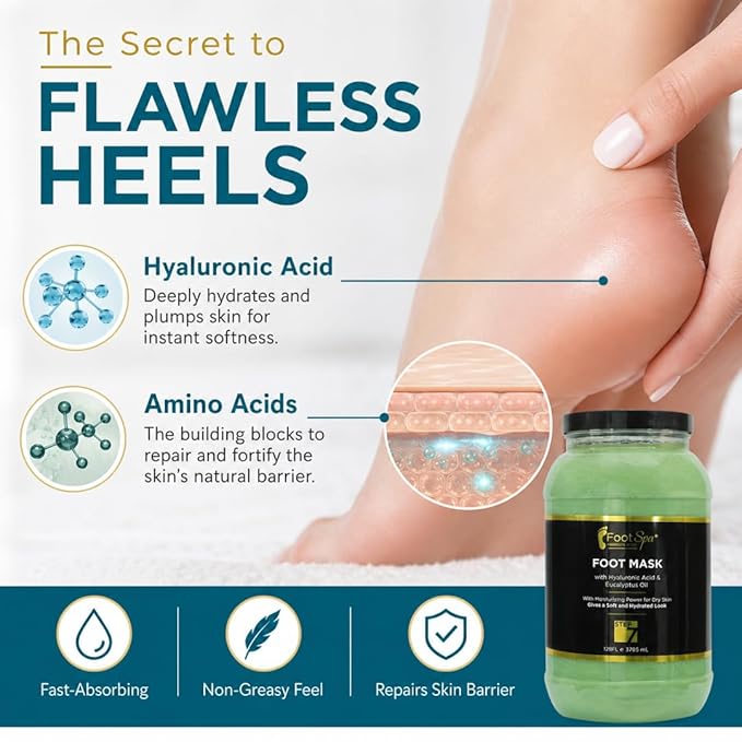 Professional Pedicure Treatment - Medical-Grade Dermal Recovery Mask with Luxury Actives at Industrial Scale, Repairs Skin Barrier for Instant Wow Softness, 128 Oz / 1 Gallon