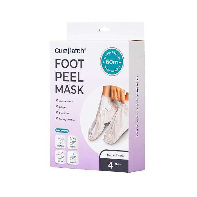 Lavender Foot Peel Mask, 4 Pairs, 60 Minute Treatment, Exfoliating and Hydrating