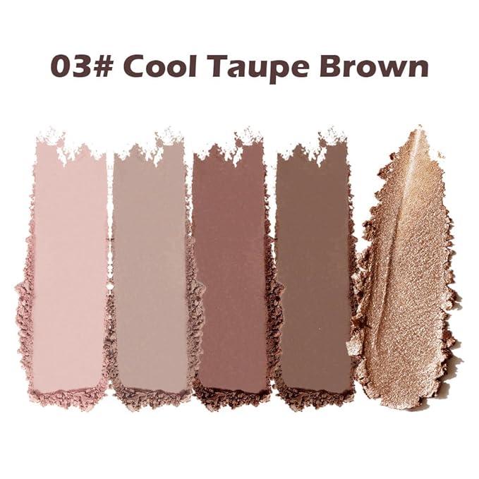 Mivota Cool Tone Nude Eyeshadow Palette 5 Colors Matte and Shimmer Pink Taupe Brown Eyeshadow High Pigment Long Lasting Blendable Neutral Cool Brown Eye Makeup for Daily Use, 3#