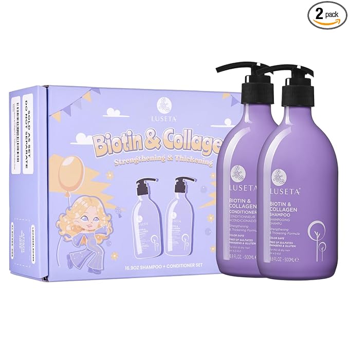 Biotin & Collagen Shampoo Conditioner Set,Thicking Shampoo for Hair Loss & Fast Hair Growth, Sulfate & Paraben Free, Keratin & Color Safe, 2×16.9oz