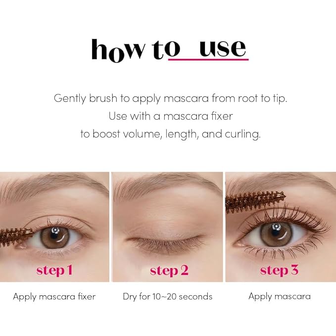 ETUDE Curl Fix Mascara, Lash Mascara, Strong Curl Up, Long-Lasting, Waterproof, Light-Weight, Korean Makeup, Beauty, Vegan Certified, Black (0.27 Fl Oz)