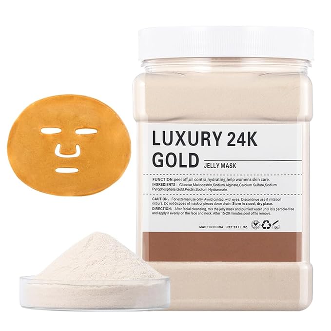 Jelly Masks for Facials Professional,Jelly Face Mask Skincare Hydrating,Jelly Masks Powder for Face Moisturizing,Smoothing,Deep Cleaning,Oil Contral,for All the Skin 23 Fl Oz(24K Gold)