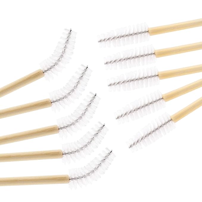 Tbestmax 500 Disposable Mascara Wands Eyelash Brush Spoolies for Eye Lash Extension Eyebrow Bamboo Stick White
