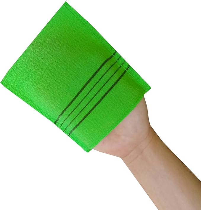Korean Asian Exfoliating Bath Washcloth Mitt for Remove Dead Skin.Exfoliating Body Scrubber.Exfoliating Gloves for Body Scrub (Green4 Red4)