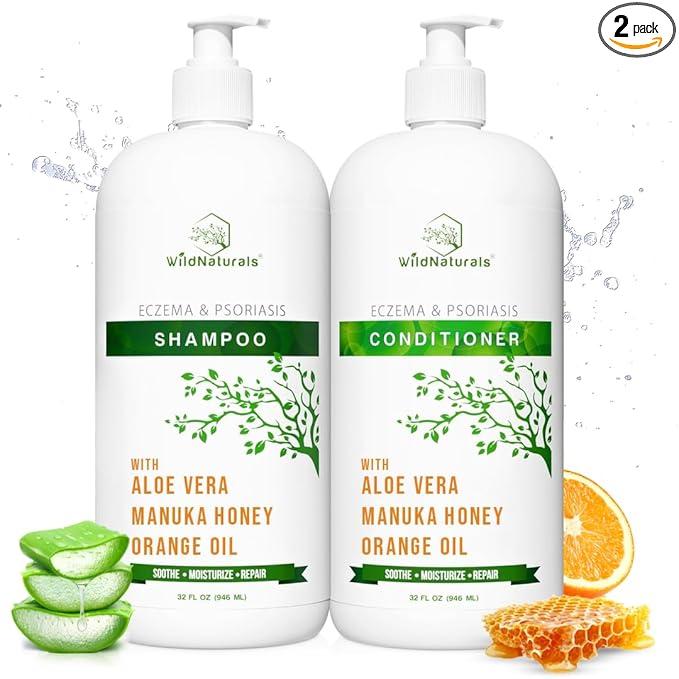Eczema Psoriasis Anti-Dandruff & Seborrheic Dermatitis Shampoo Set for Dry, Itchy Scalp & Hair Treatment - For Men & Women