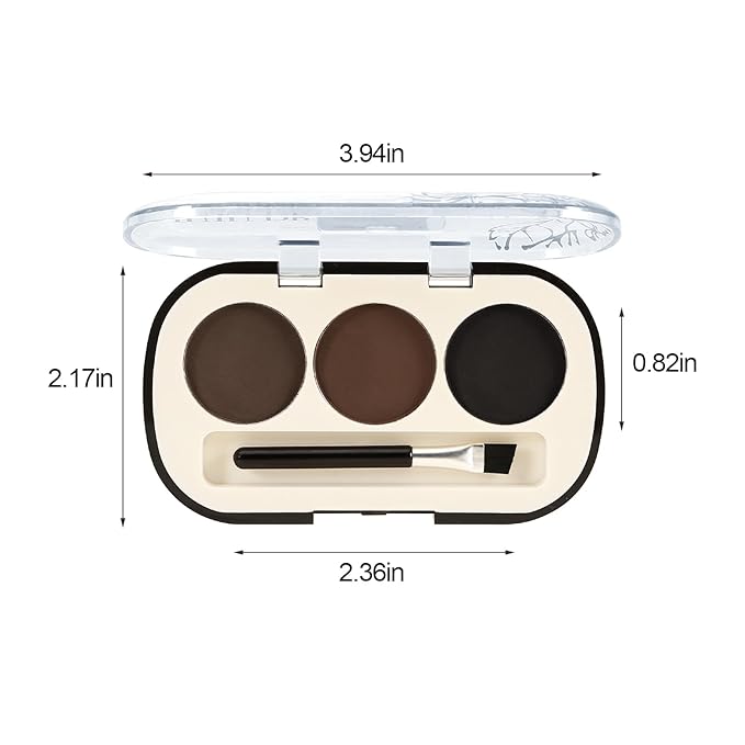 3 Colors Eyebrow Makeup Kit,Long Lasting Brow Palette,Eyebrow Filler Powder with Brow Brush,Professional Brow Contour Palette,Creates Natural Brows