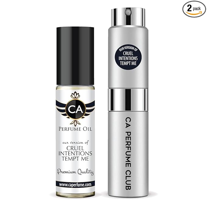 CA Perfume Duo Impression of Cruel Intentions Tempt Me For Women And Men Perfume Layering Set Long Lasting Travel Size EDP + Body Oil Roll-On Bottle 0.27 Fl Oz+0.33 Fl Oz
