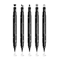 Ownest 5Pcs Eyeliner Stamp, Double-End Liquid Eyeliner Stamp Pen, Waterproof Eye Liner Pencil Set, Face Tattoo Makeup-Triangle+Smiley+Flower+Moon+Heart