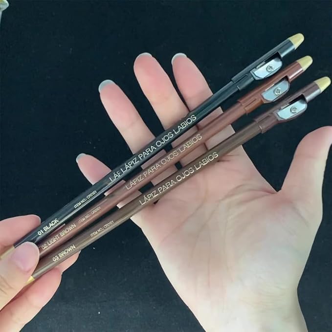 FeiCuiYun 5Pcs Wooden Hard-Core Eyebrow Pencils for Women, Dark Brown Eyebrow and Eyeliner Pencil, Long Lasting Waterproof and Sweat-Proof, Beginner Makeup Brow Pencil, Create a Natural Eye Brow