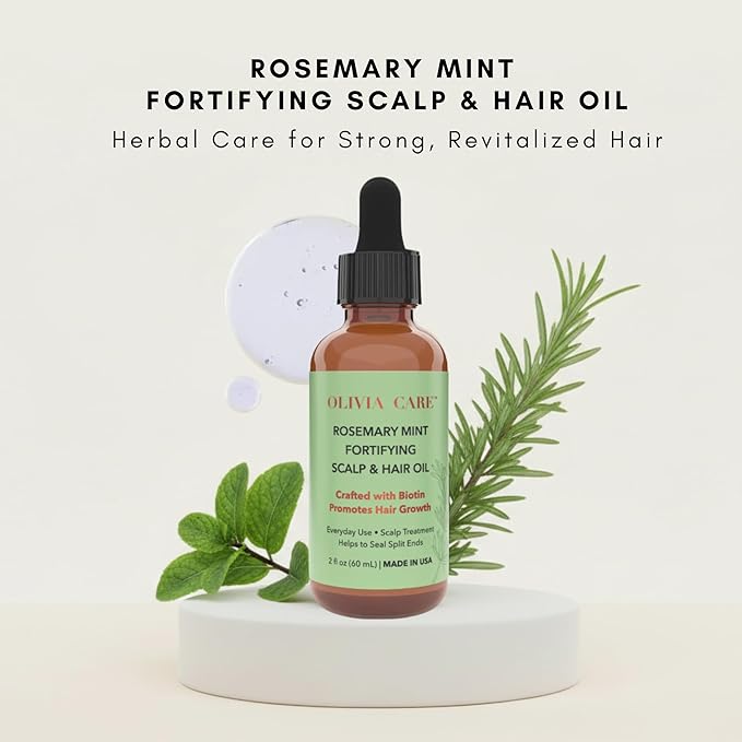 OLIVIA CARE Rosemary Oil for Hair Growth - Rosemary Oil & Mint Oil with Biotin, Fortifying Scalp and Hair Treatment to Aid Hair Growth, Made in USA.