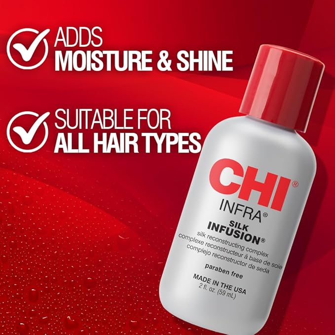 CHI Infra Silk Infusion, Silk Reconstructing Leave-In Hair Treatment for Creating Smooth, Shiny, Strong Hair, 2 Oz
