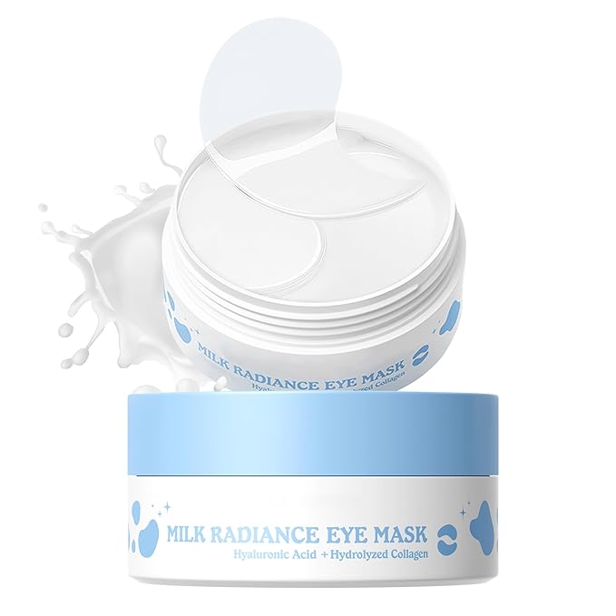 Milk Radiance Eye Mask, 50Pcs Under Eye Patches for Dark Circles and Puffiness with Milk Extract & Hyaluronic Acid & Collagen, Firming, Nourishing & Hydrating Daily Skincare Pads