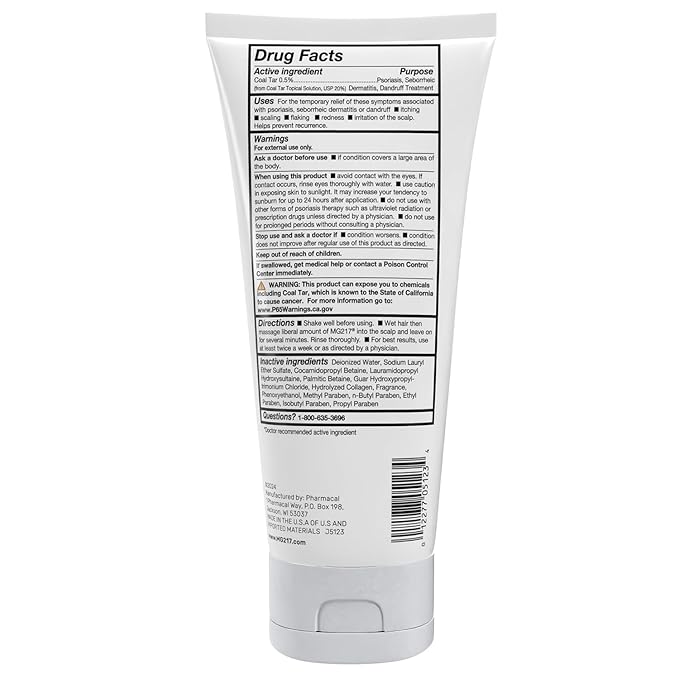 MG217 Psoriasis Shampoo with Coal Tar,Therapeutic Scalp Treatment,Controls Itching, Scaling,Flaking, Scale Buildup,Psoriasis Scalp Treatment, .5% Coal Tar Shampoo and Conditioner, 8floz (Pack of 6)