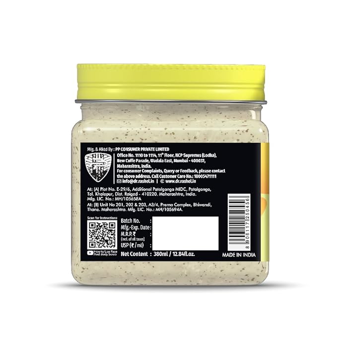 DR.RASHEL De-Tan Face & Body Scrub 12.84 Fl Oz Exfoliating Face Wash with Natural Extracts for Tan Removal, Blackhead Remover & Oil Control Cleanser – Suitable for Most Skin Types - 380ml